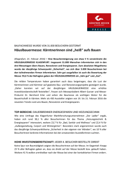 H&auml;uslbauermesse: K&auml;rntnerInnen sind &bdquo;hei&szlig;&ldquo; aufs Bauen