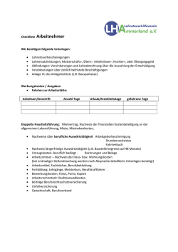 Checkliste Arbeitnehmer Wir benötigen folgende Unterlagen