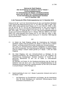 Satzung der Stadt Wegberg &uuml;ber die Erhebung von Geb&uuml;hren nach