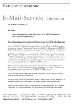 E-Mail-Service Fahrschulen 15.12.2015 - Fahrlehrer
