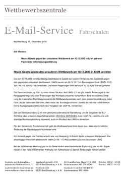 E-Mail-Service Fahrschulen 15.12.2015 - Fahrlehrer