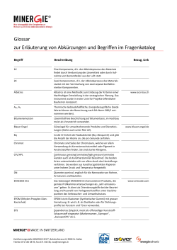 Glossar zur Erl&auml;uterung von Abk&uuml;rzungen und Begriffen im