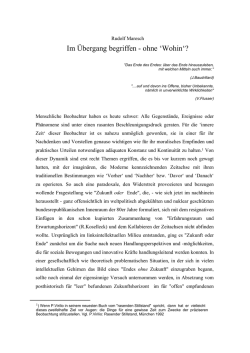 Im Übergang begriffen - ohne `Wohin`?