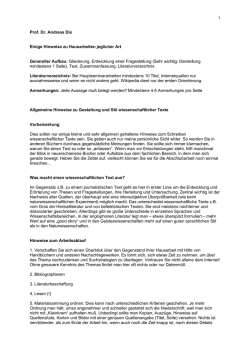 Hinweise zum Erstellen einer Hausarbeit