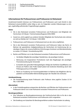 Informationen f&uuml;r Professorinnen und Professoren im Ruhestand