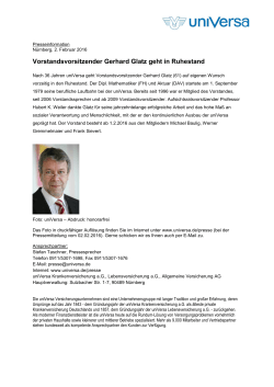 Vorstandsvorsitzender Gerhard Glatz geht in Ruhestand
