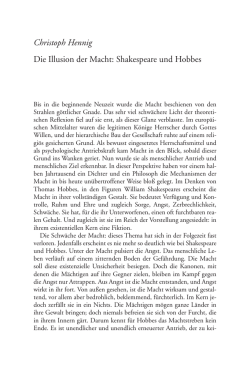 Christoph Hennig Die Illusion der Macht: Shakespeare und Hobbes