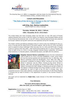 Invitation l The role of the U.S. Army in Europe in the 21st century l