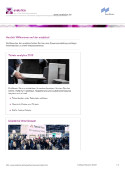Herzlich Willkommen auf der analytica! Tickets analytica 2016