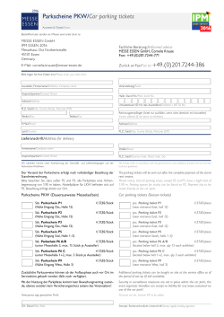 Parkscheine PKW/Car parking tickets Zurück an Fax/Fax to: +49.(0