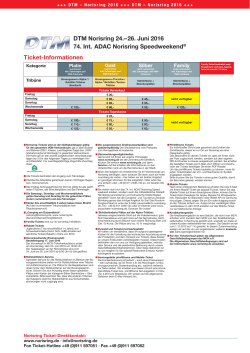 26. Juni 2016 74. Int. ADAC Norisring Speedweekend® Ticket