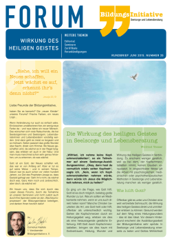 Die Wirkung des heiligen Geistes in Seelsorge und Lebensberatung