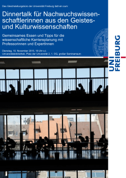 Dinnertalk f&uuml;r Nachwuchswissen- schaftlerinnen aus den Geistes