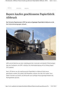 Bayern kaufen geschlossene Papierfabrik Albbruck - KARL
