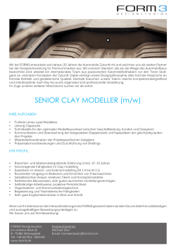 SENIOR CLAY MODELLER (m/w) - Form3 Designstudios in