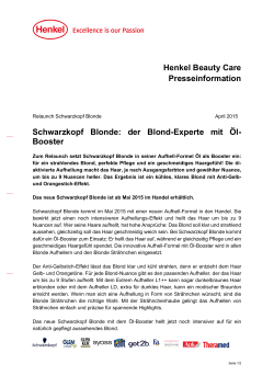 Henkel Beauty Care Presseinformation Schwarzkopf Blonde: der