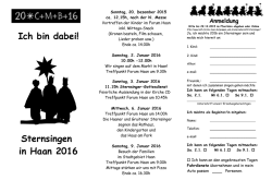 Ich bin dabei! Sternsingen in Haan 2016