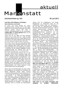 Schulnachrichten Jg. 16/5 Schulnachrichten Jg. 16/5 09. Juni 2015