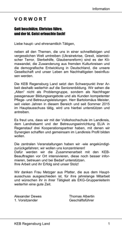 V O R W O R T - KEB-Regensburg-Land