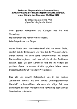 Haushaltsrede von B&uuml;rgermeisterin Susanne Stupp