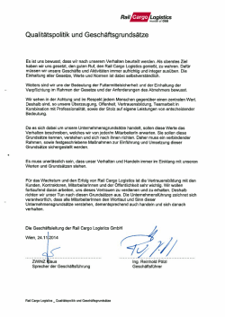 Qualit&auml;tspolitik und Gesch&auml;ftsgrunds&auml;tze