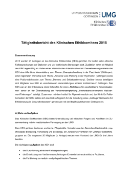 Tätigkeitsbericht 2015 Klinisches Ethikkomitee