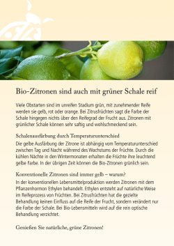 Bio-Zitronen sind auch mit grüner Schale reif
