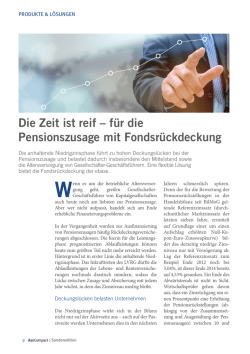 Die Zeit ist reif &ndash; f&uuml;r die Pensionszusage mit Fondsr&uuml;ckdeckung