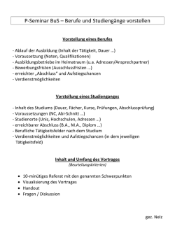 P-Seminar BuS – Berufe und Studiengänge vorstellen