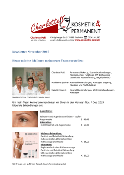 Newsletter November 2015 Heute möchte Ich Ihnen - kosmetik-pohl