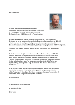 Hallo Sportsfreunde, ich m&ouml;chte mich als neuer Verbandssportwart