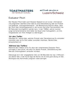 Evaluator Pitch - Toastmasters Luzern