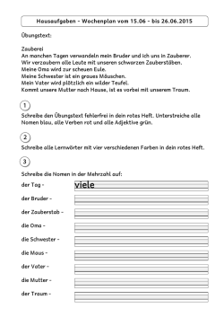 Hausaufgaben - Wochenplan vom 15.06