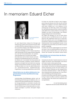 In memoriam Eduard Eicher