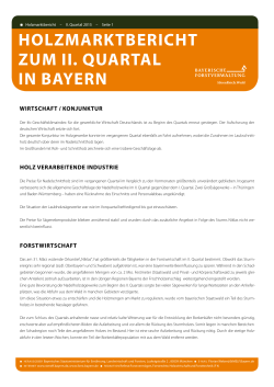 Holzmarktbericht zum II. Quartal 2015 in Bayern