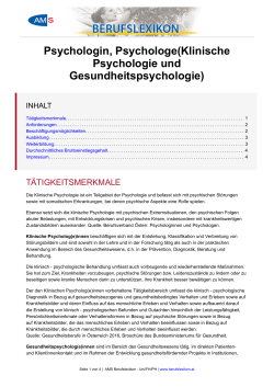 Psycholog(e)in (Klinische Psychologie und