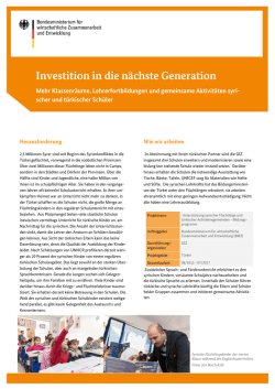 Investition in die n&auml;chste Generation