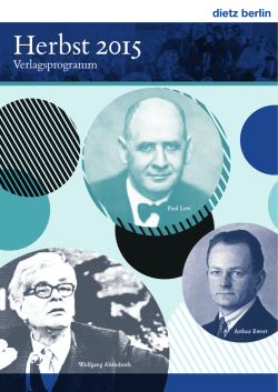 Herbst 2015 - Karl Dietz Verlag Berlin