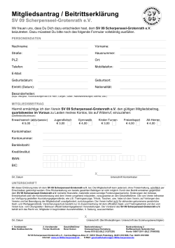 Mitgliedsantrag - SV 09 Scherpenseel