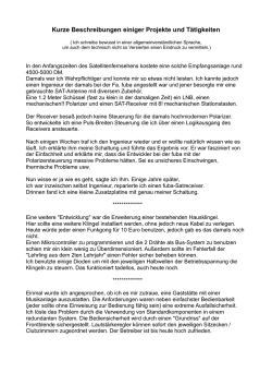 Kurze Beschreibungen einiger Projekte und Tätigkeiten
