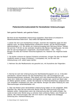 Patienteninformationsblatt f&uuml;r Herzkatheter Untersuchungen