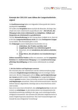 Das Konzept der CDU/CSU zum Abbau der Langzeitarbeitslosigkeit