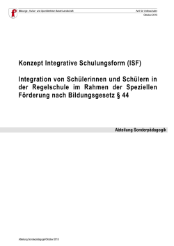 Konzept Integrative Schulungsform (ISF) Integration von