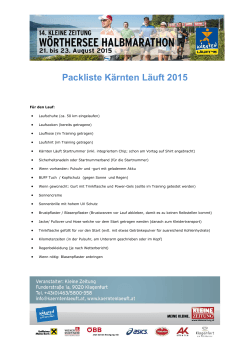 Packliste Kärnten Läuft 2015