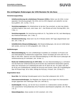 Die wichtigsten &Auml;nderungen der UVG-Revision