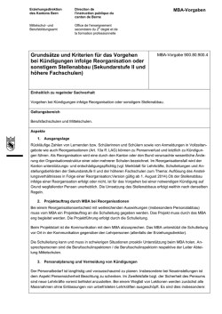 Grunds&auml;tze und Kriterien f&uuml;r das Vorgehen bei K&uuml;ndigungen infolge