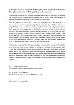 Erklärung der DGPhil und GAP zum Vorgehen der Türkei gegen
