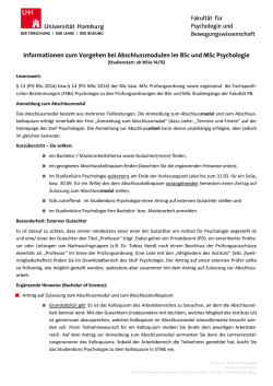 Informationen zum Vorgehen bei Abschlussmodulen im BSc und