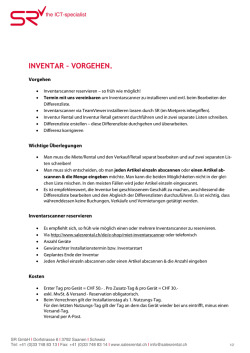 inventar &ndash; vorgehen. - bei SR sales & rental GmbH