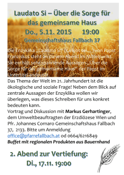 Die Enzyklika „Laudato Si“ (Gelobt sei…) von Papst Franziskus steht